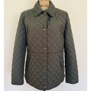 Lauren Ralph Lauren Women Quilted Equestrian Olive Green Barn Coat Jacket Medium